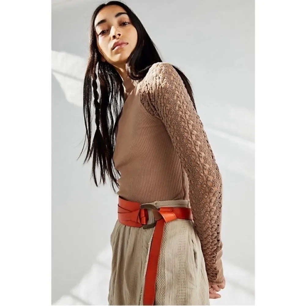 Free People Clemente Top‎ In Tan Beige Size XS